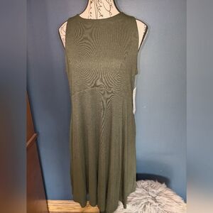 Athleta Santorini Thera Ribbed Dress Army Green Color Size Large